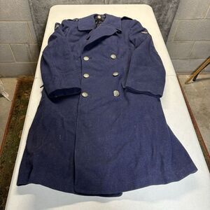 Vintage Military Overcoat Men 37L 13 Stars Lined USAF Double Breast Wool Peacoat